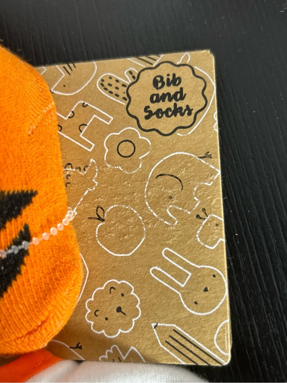 Trick or Treat Halloween Baby Bib & Sock Set - Orange